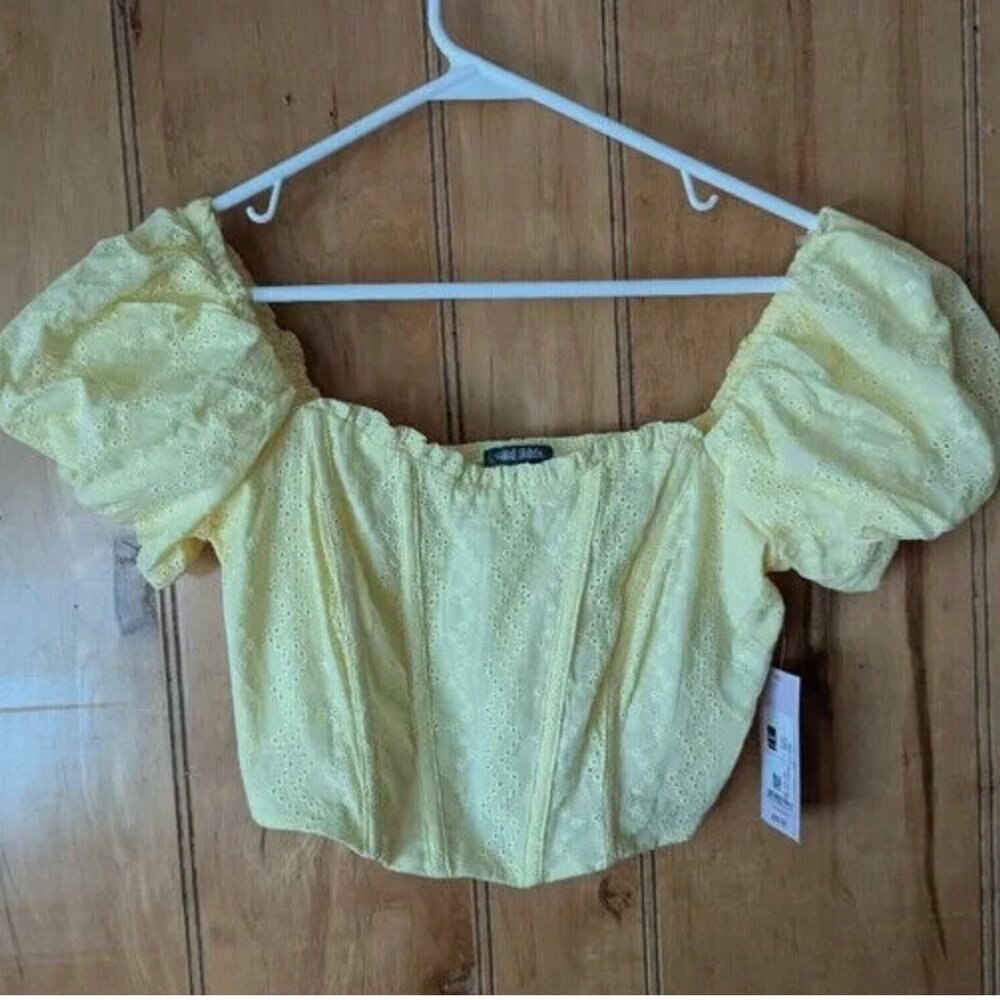 Puff Cap Sleeve Eyelet Corset Top